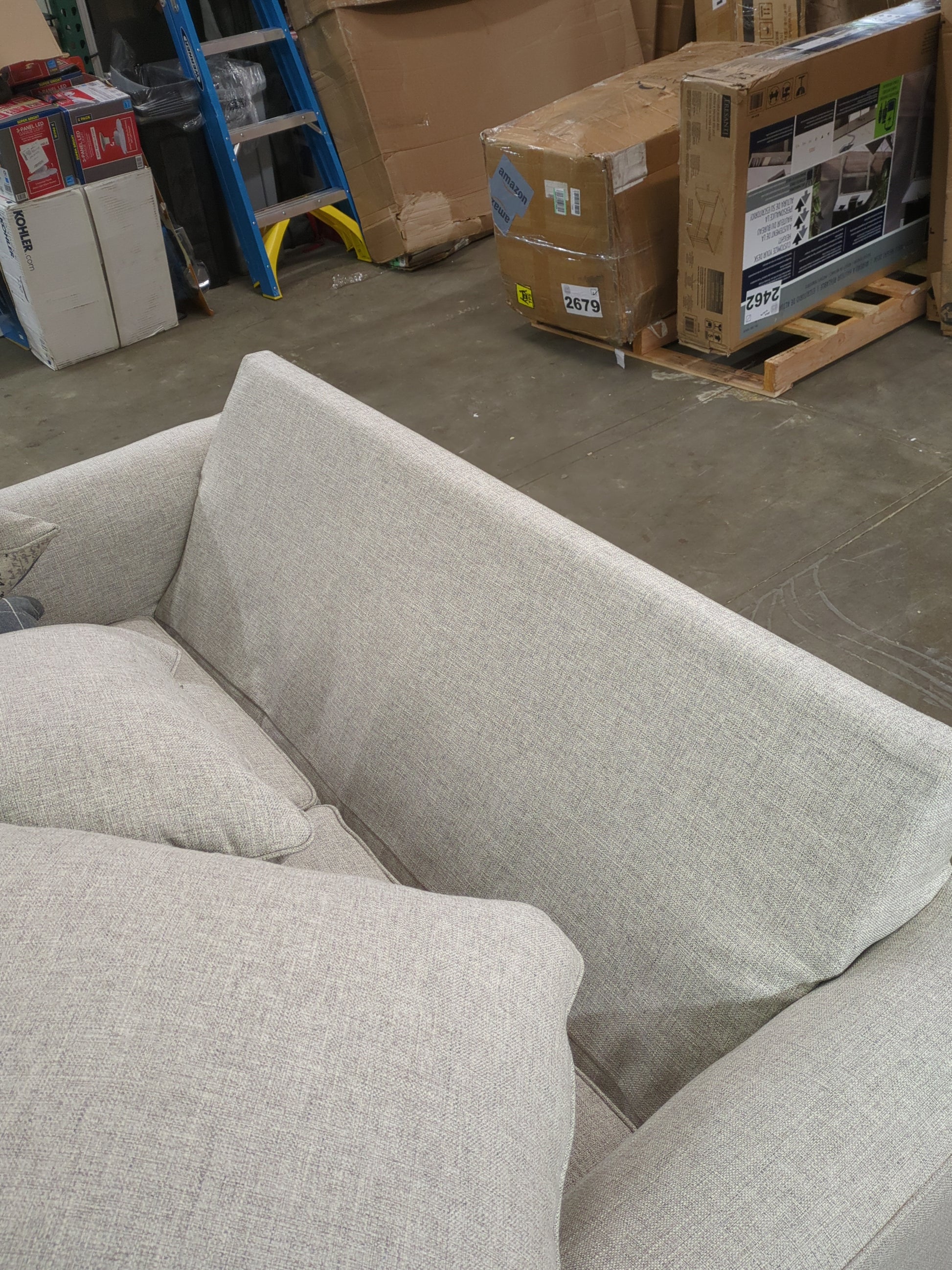 Signature Design by Ashley Velletri Chenille Stylish Loveseat, Beige - Retail $764