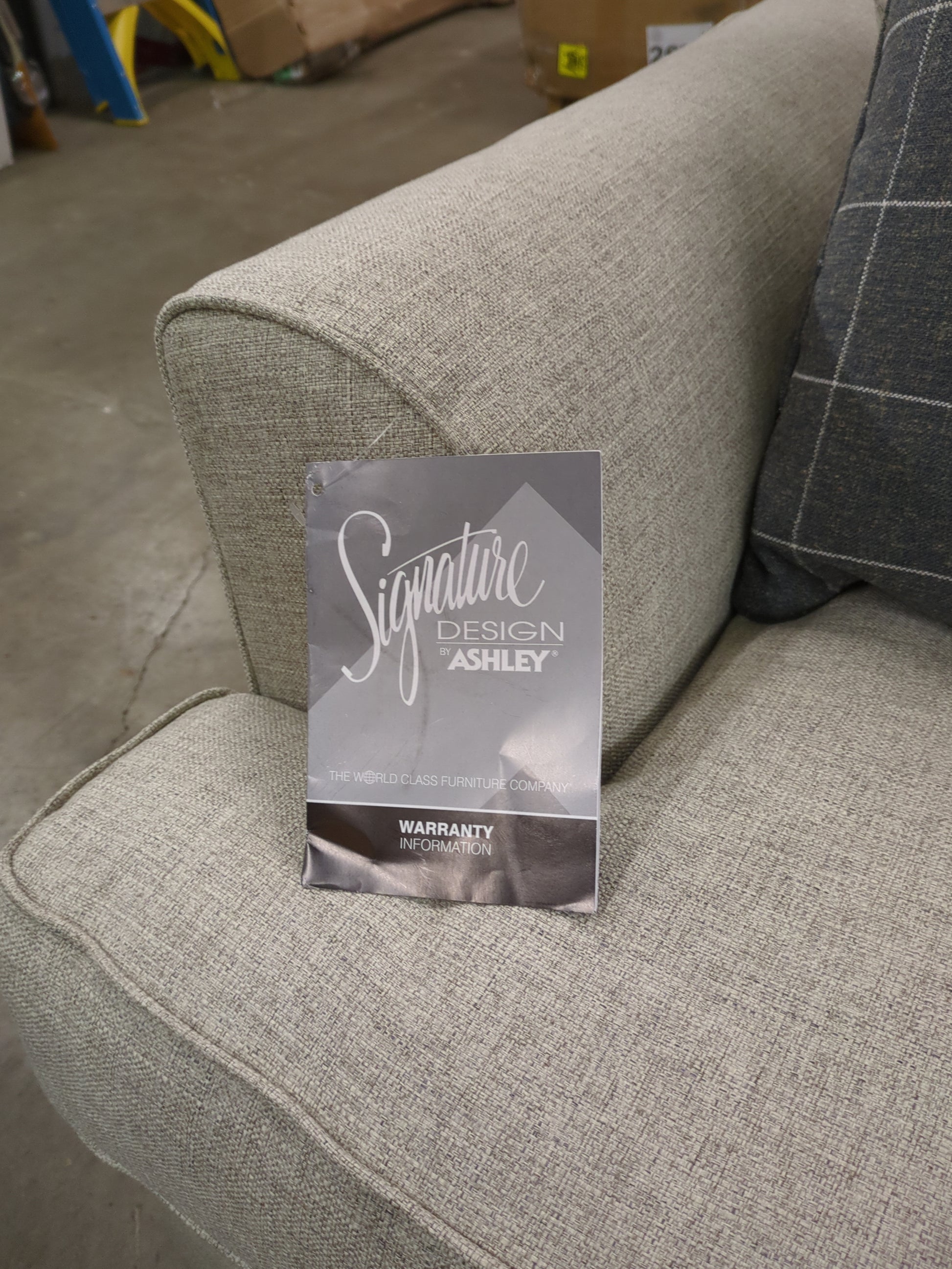 Signature Design by Ashley Velletri Chenille Stylish Loveseat, Beige - Retail $764