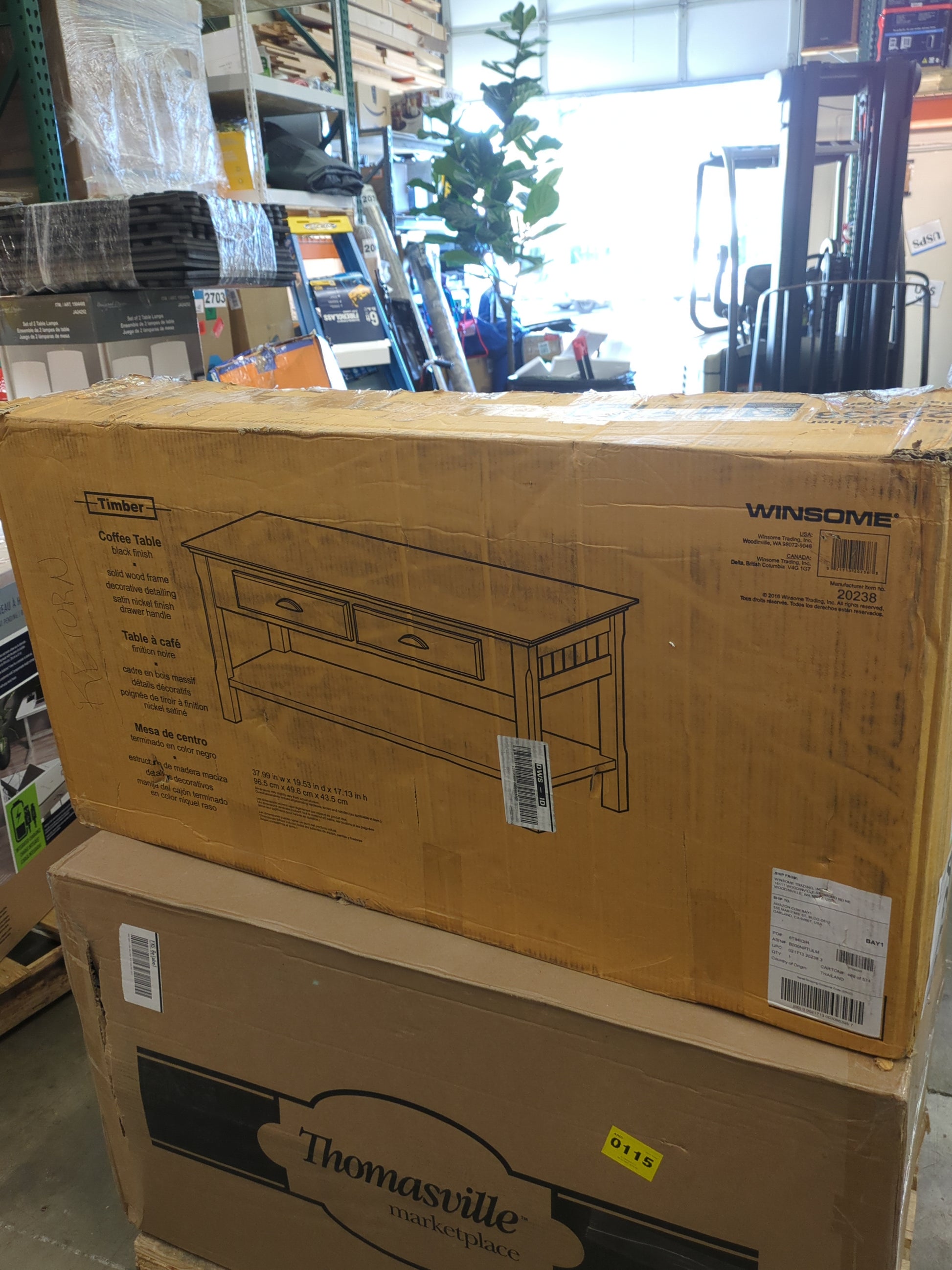 NEW - Winsome Timber Occasional Table, Black, 38 inches - Retail $100