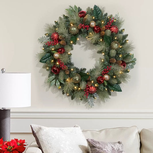 30" Pre-Lit Decorated Wreath