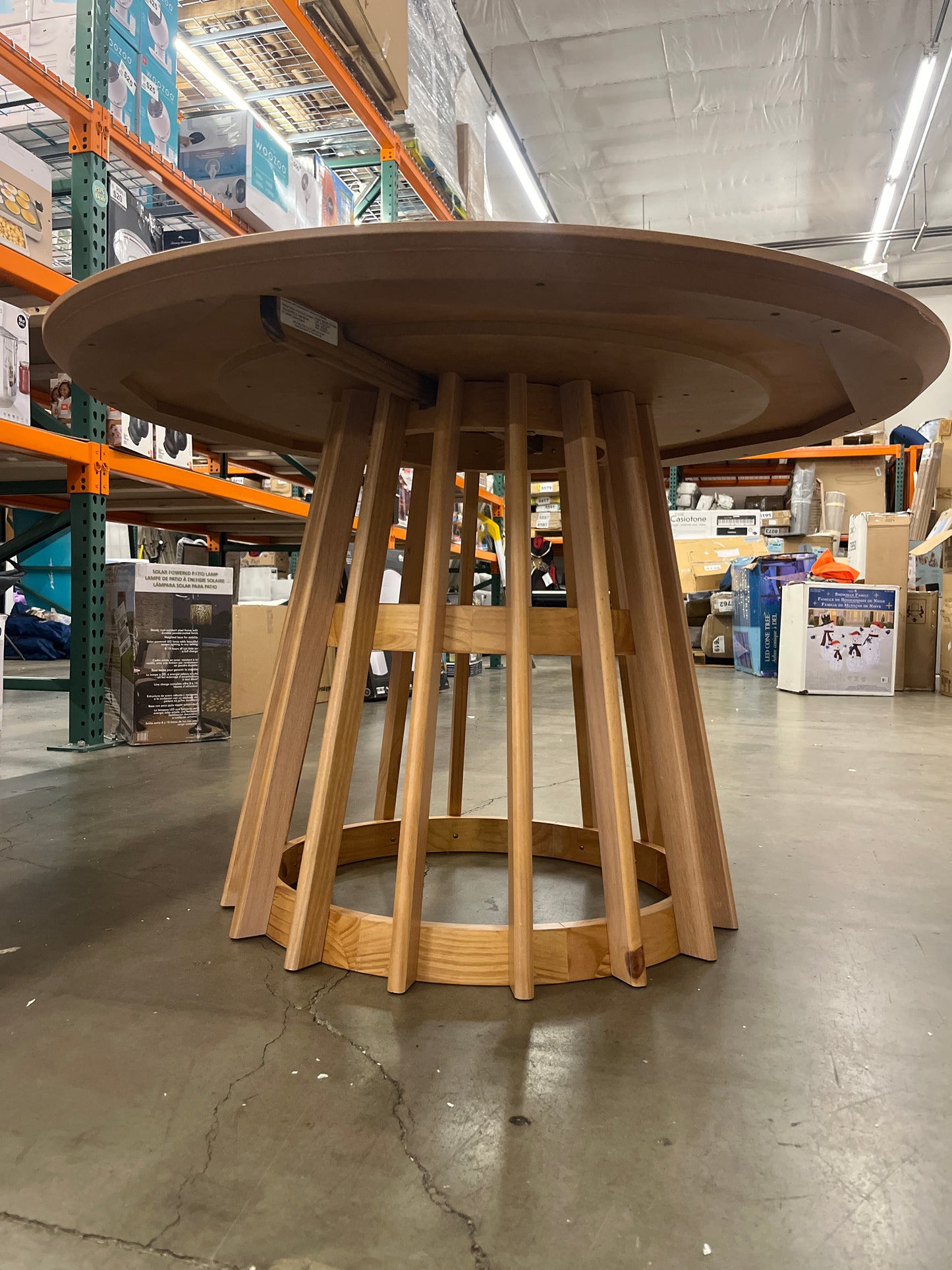 Walker Edison Scandinavian Slatted Wood Pedestal Base Dining Table, 48 Inch - Retail $399