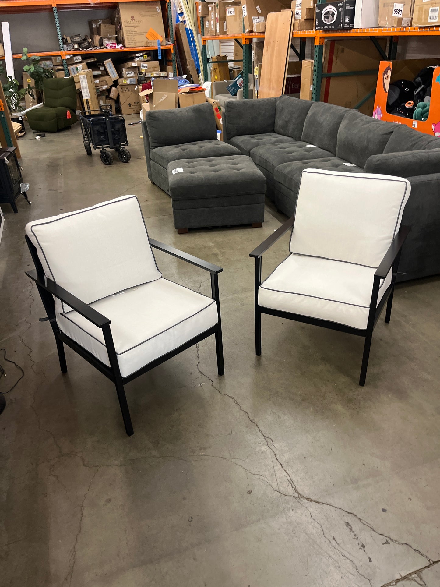 2pc Searsburg Aluminum Deep Seating Outdoor Patio Chair, Club Chair, Accent Chair White/Black