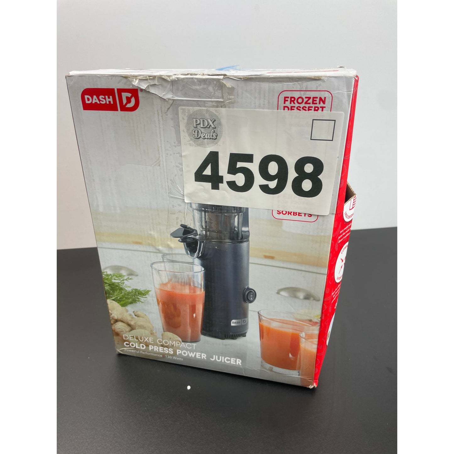 DASH Deluxe Compact Masticating Slow Juicer, Easy to Clean Cold Press Juicer with Brush, Pulp Measuring Cup, Frozen Attachment and Juice Recipe Guide - Black - Retail $77