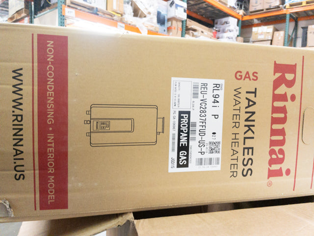 Rinnai RL94iP Tankless Hot Water Heater, 9.8 GPM, Propane, Indoor Installation
