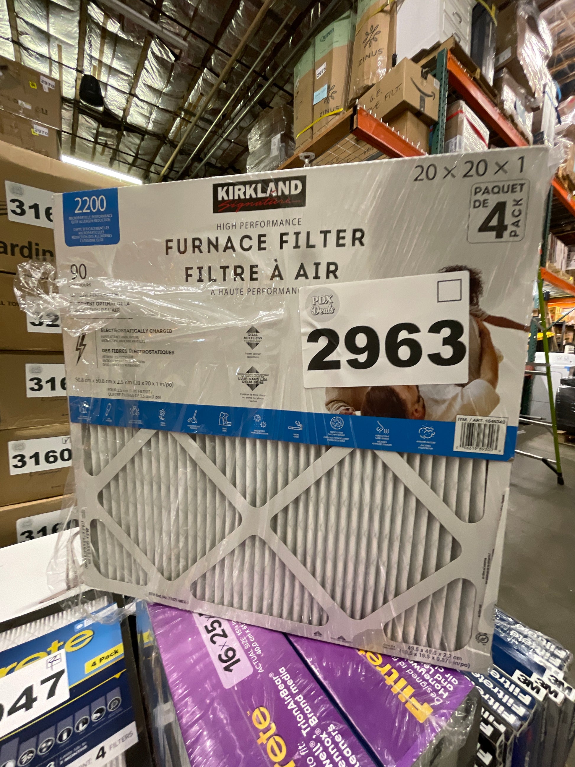 NEW - Kirkland Signature 20 x 20 x 1 2200 High Performance Furnace Filters, 4-pack - Retail $39