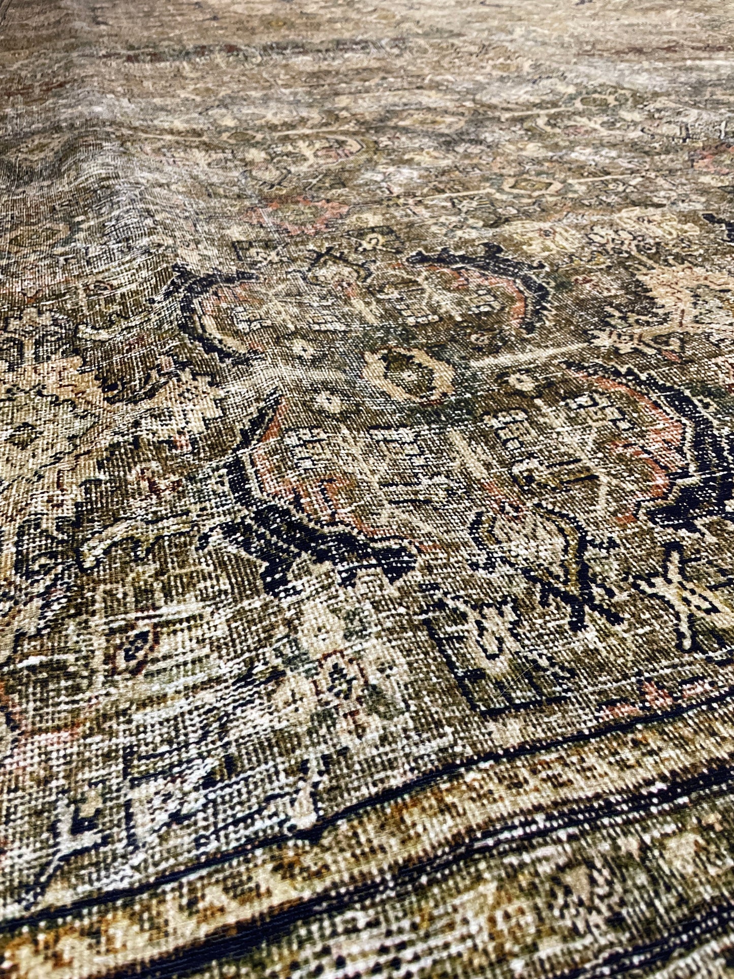 Loloi LAYLA Collection, LAY-03, Olive / Charcoal, 9ft-6in x 14ft, .13in Thick, Area Rug, Soft, Durable, Vintage Inspired, Distressed, Low Pile, Non-Shedding, Easy Clean, Printed, Living Room Rug - Retail $314