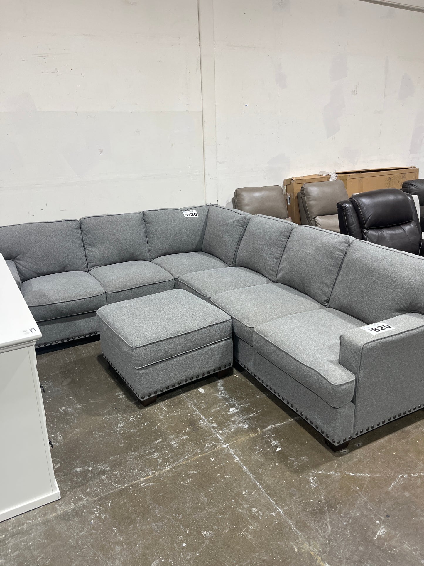 Thomasville Emilee Fabric Sectional with Storage Ottoman