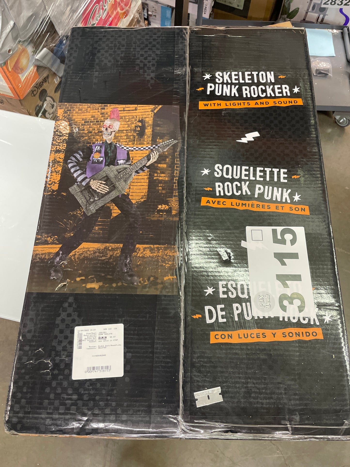 NEW - Costco - Halloween Skeleton Punk Rocker 1.83 m (6 ft.) - Retail $240