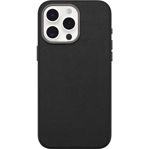 OtterBox iPhone 15 Pro Max Symmetry Series Cactus Leather for MagSafe - Noir Ash (Black), Snaps to MagSafe, Ultra-Sleek, Raised Edges Protect Camera & Screen