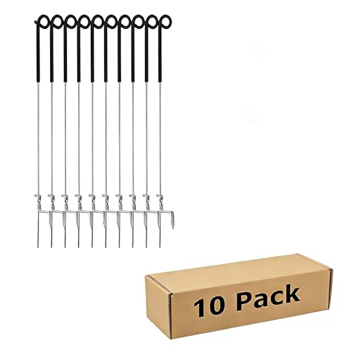 10 Pack 39 Inches Black Heavy Duty Step in Fence Post Pig Tail Electric Fencing Post Temporary Metal Fence Stakes for Garden Electric Fencing and Yard Protection
