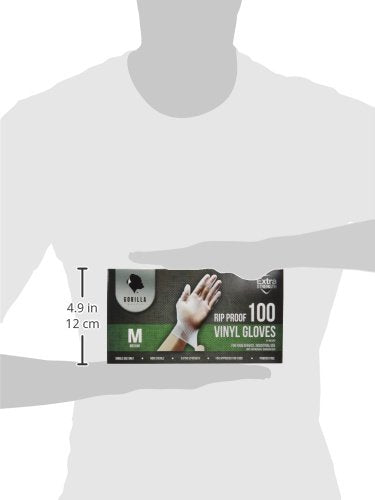 GORILLA SUPPLY 1000 LARGE Disposable Heavy Duty Vinyl Gloves Latex & Powder Free, BPA Free Food Safe