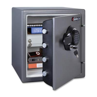 SentrySafe Waterproof and Fireproof Alloy Steel Digital Safe Box for Home with Code Button Keypad, 1.23 Cubic Feet, 17.8 x 16.3 x 19.3 Inches (exterior), SFW123GDC