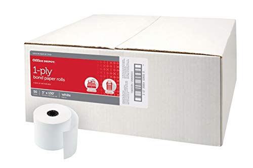 Office Depot Single-Ply Paper Rolls, 3in. x 150ft., White, Carton Of 50, 554045