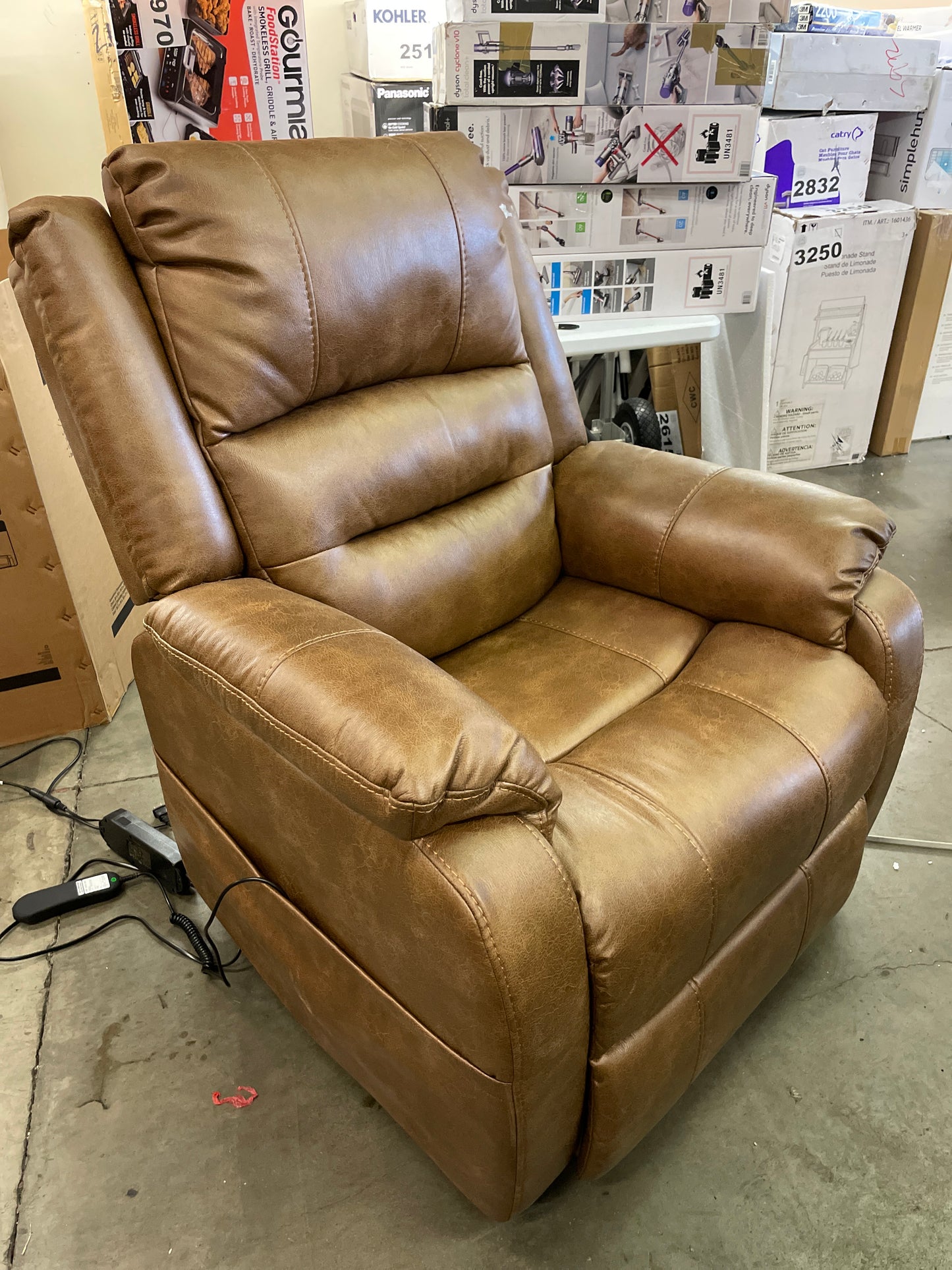 Signature Design by Ashley Yandel Faux Leather  Power Lift Recliner, Brown - Retail $739