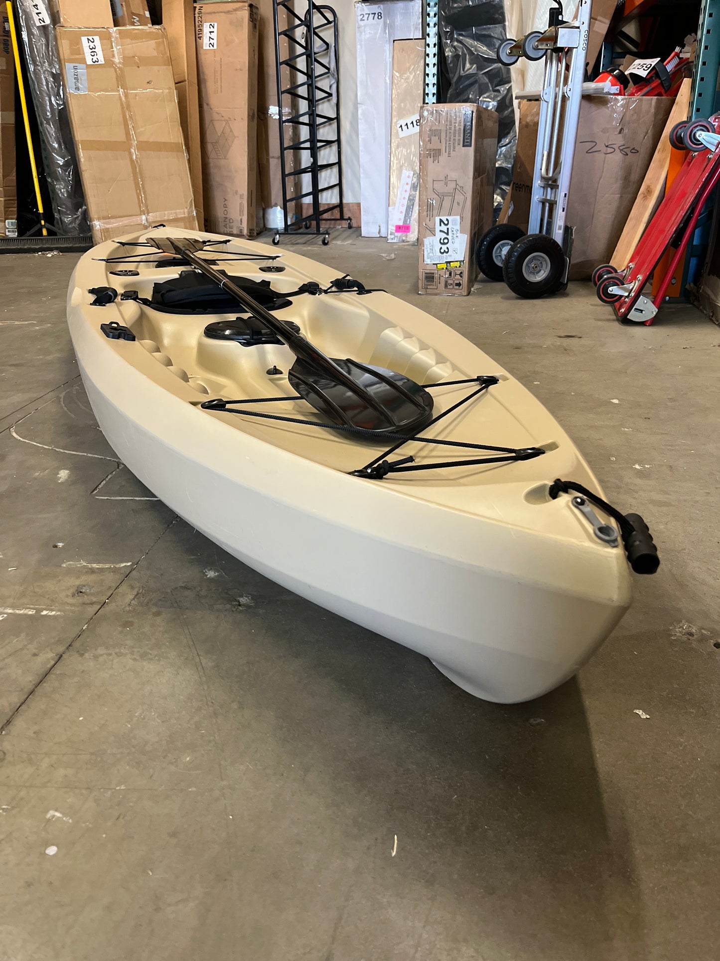 Lifetime Muskie Angler Sit-On-Top Kayak with Paddle, Tan, 120" (90508) - Retail $469