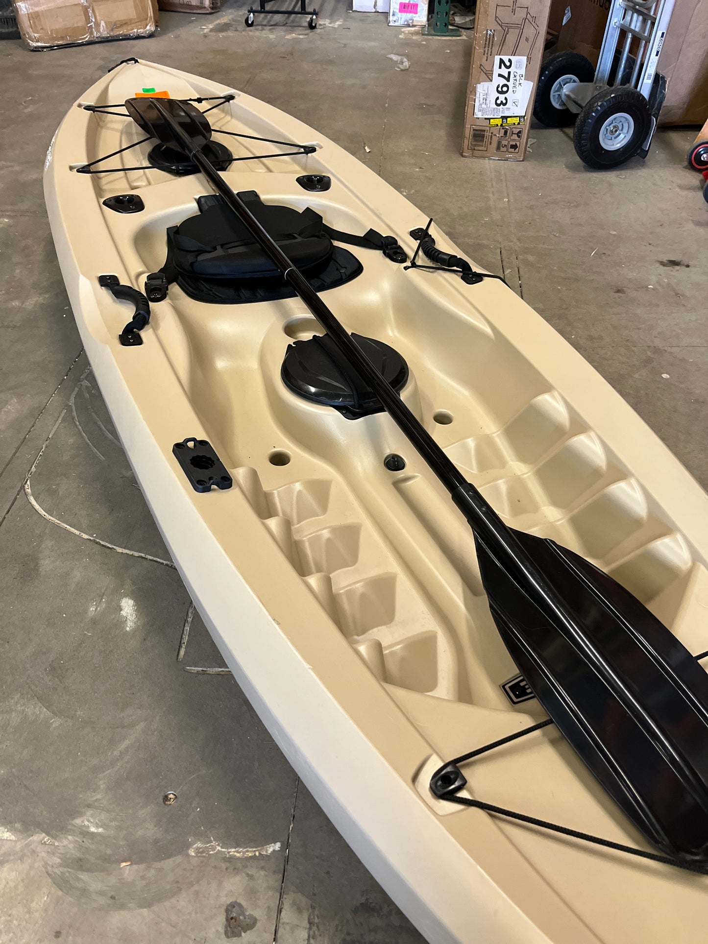 Lifetime Muskie Angler Sit-On-Top Kayak with Paddle, Tan, 120" (90508) - Retail $469