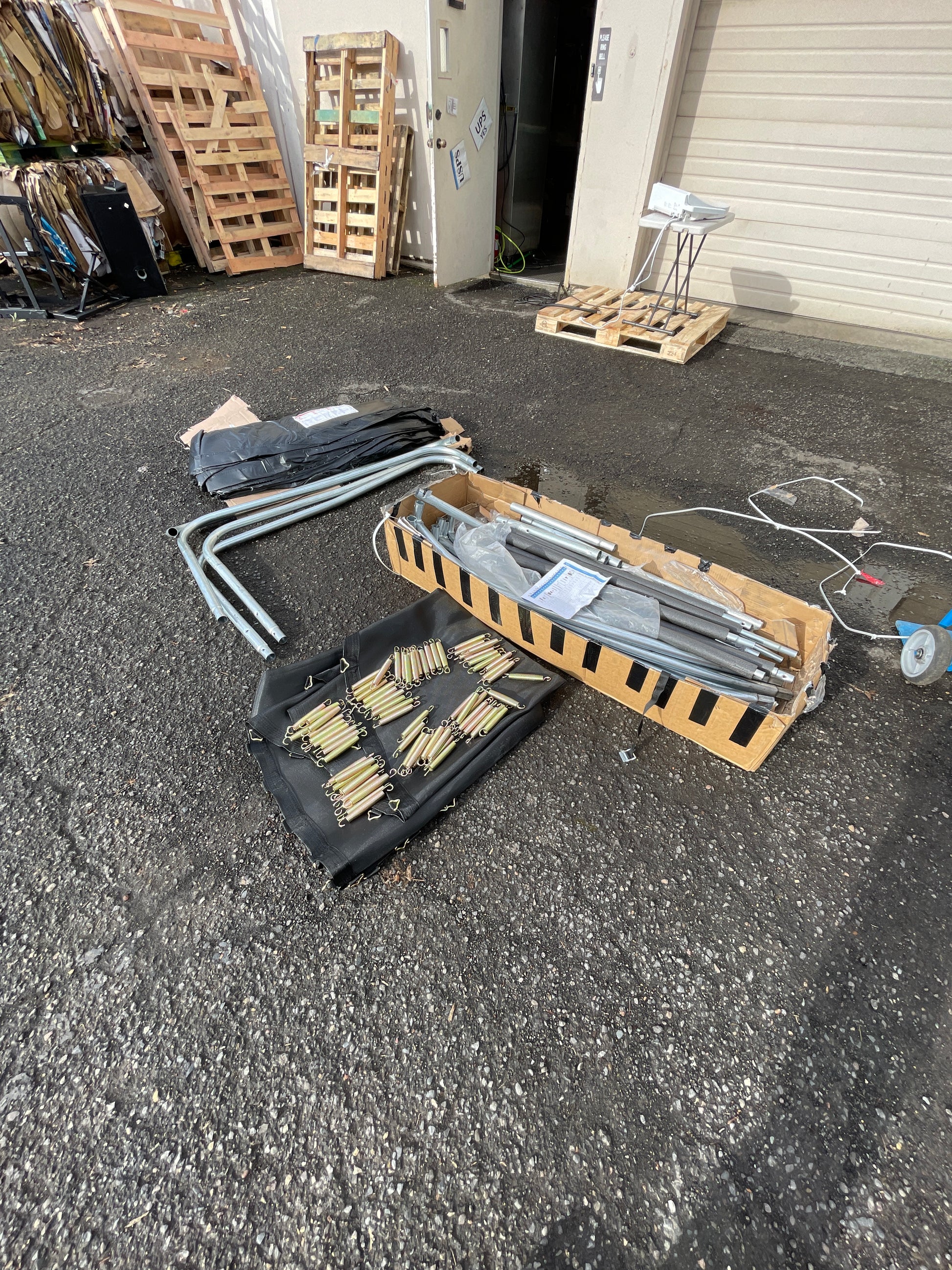 Simple Deluxe Trampoline for Kids with Safety Enclosure Net Wind Stakes 400LBS Weight Capacity 12FT Black Outside Net - Retail $274