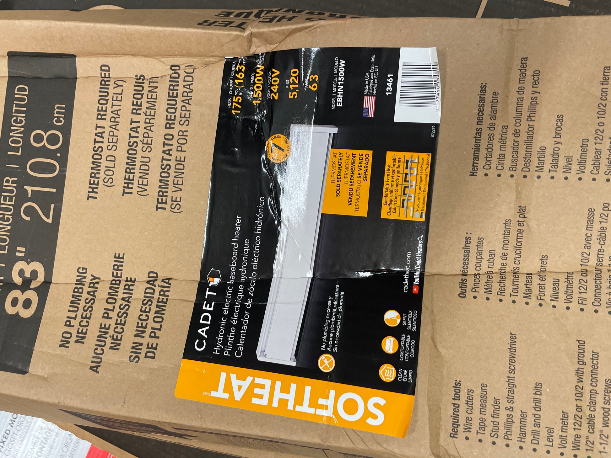 Cadet SoftHEAT 83" White 1500W Electric Baseboard Heater - 240V - Retail $299