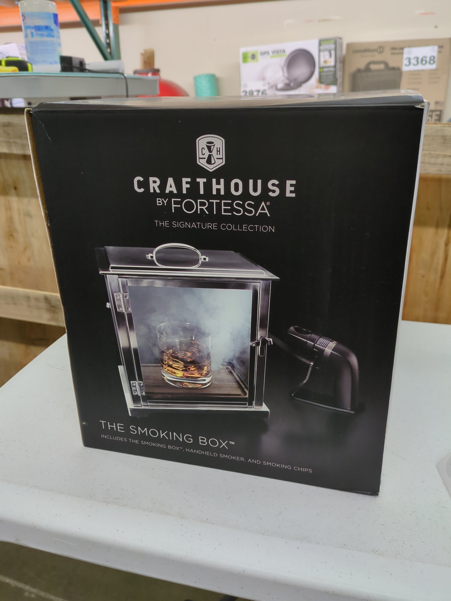 Crafthouse by Fortessa Glass Smoking Box with Handheld Smoker - Retail $245