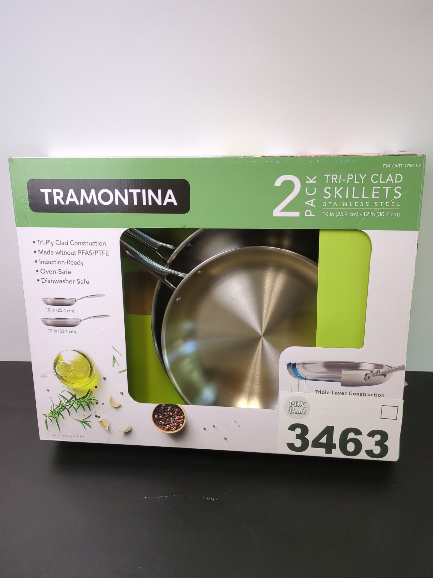 TRAMONTINA SS SKILLET 2PC - Retail $29