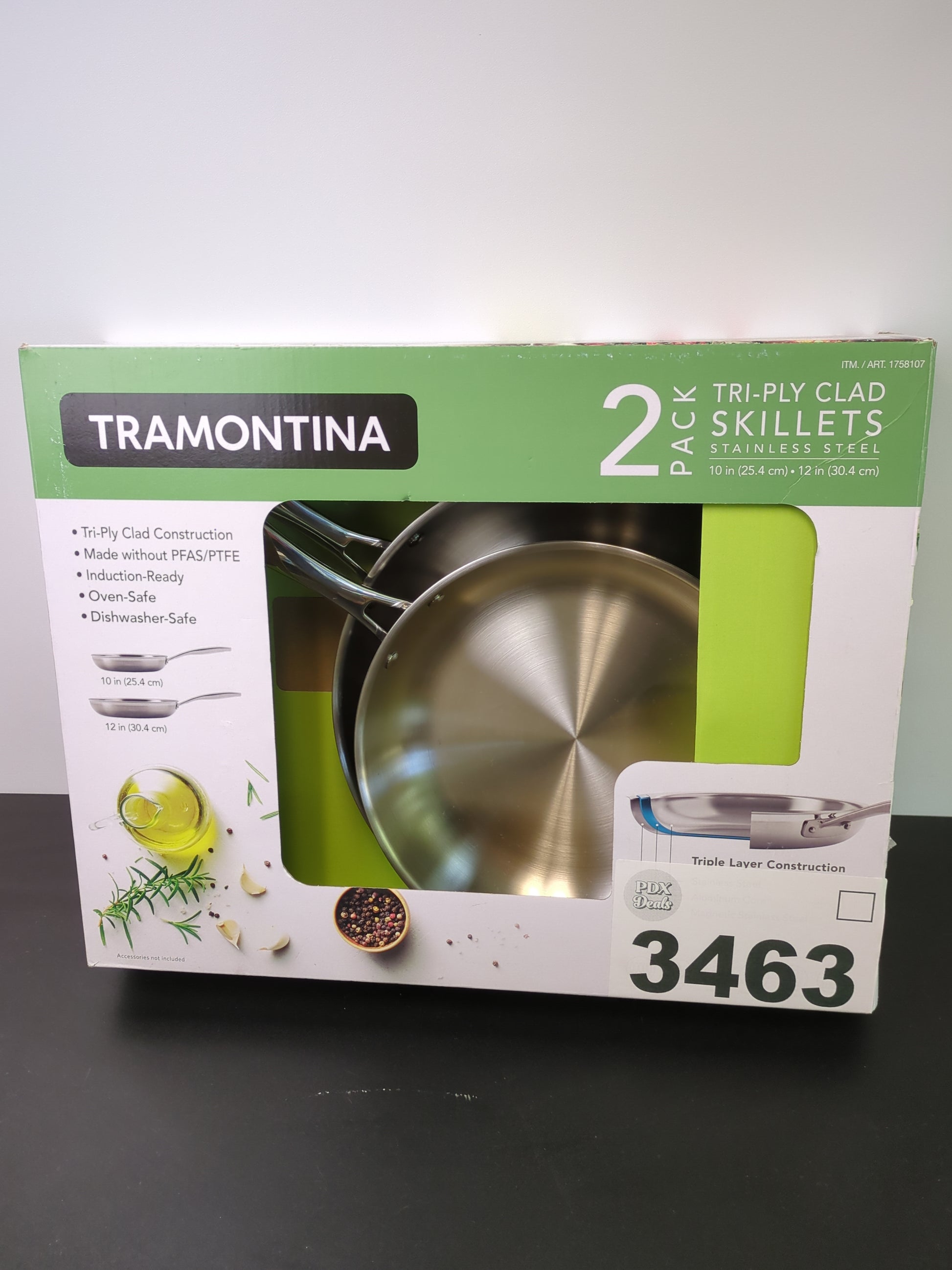 TRAMONTINA SS SKILLET 2PC - Retail $29