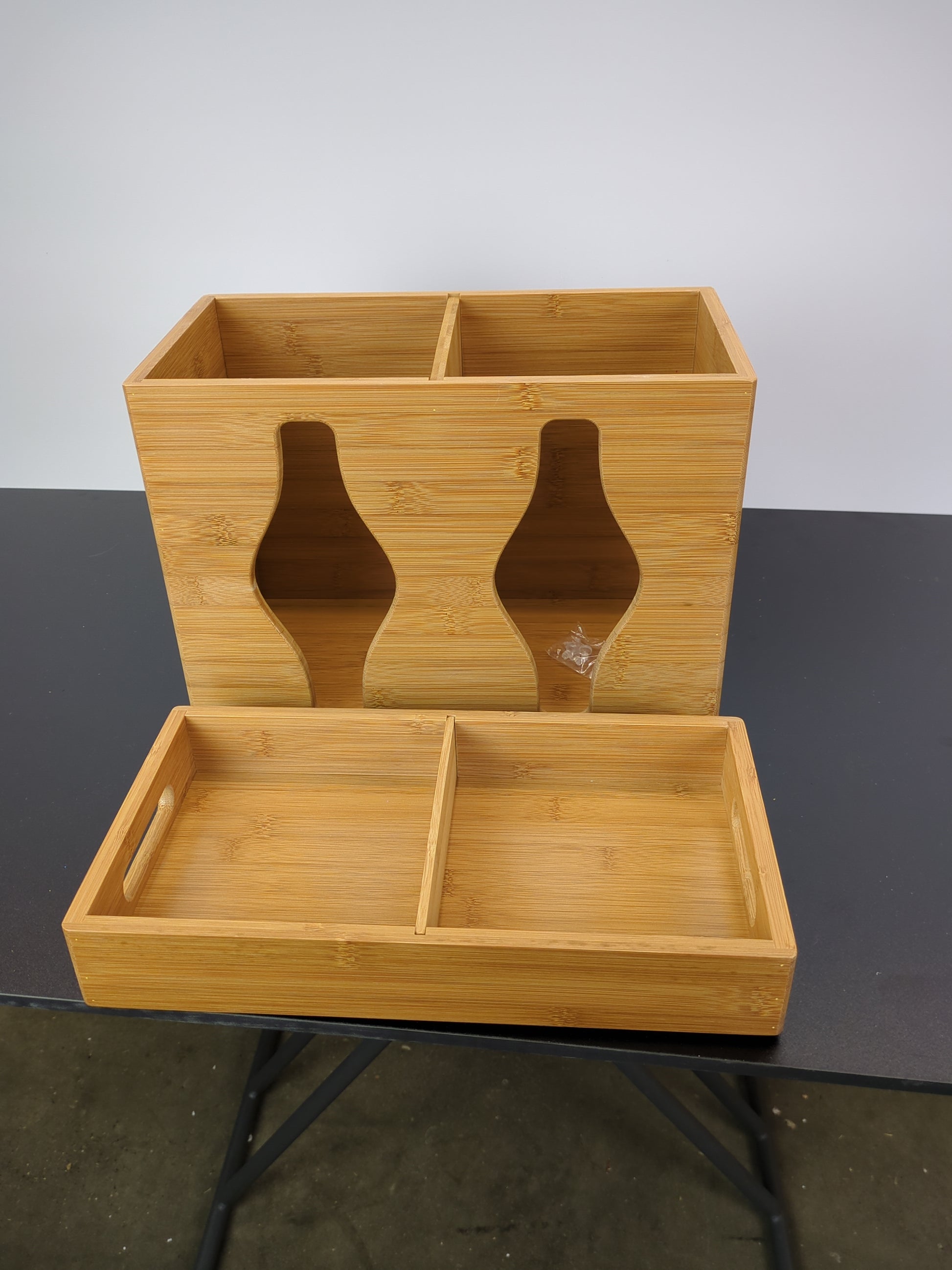 Seville Classics Bamboo Plastic Bag Organizer - Retail $33