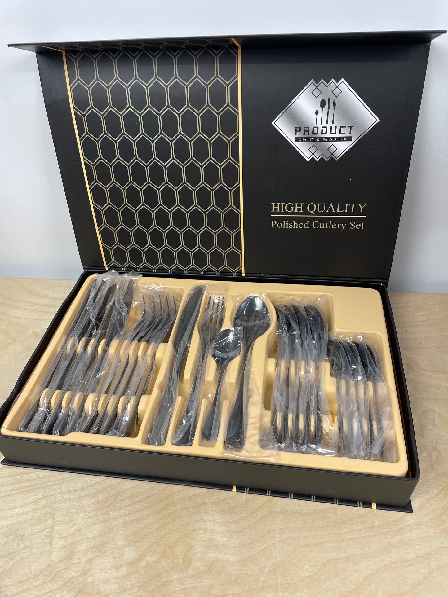 24 Piece Cutlery Set - Black