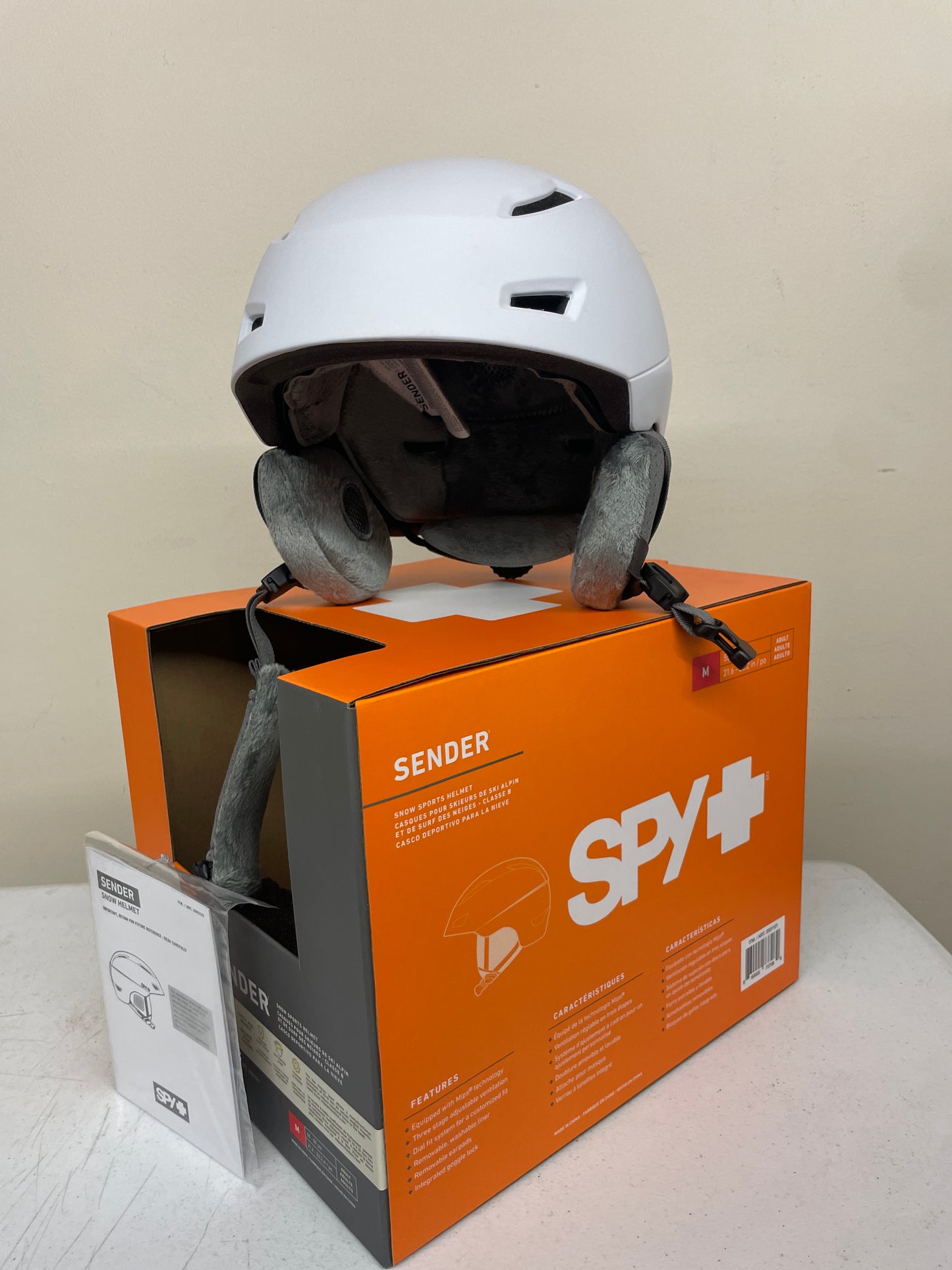 NEW - Spy Sender Snow Helmet with MIPS Safety System, White, Medium - Retail $74