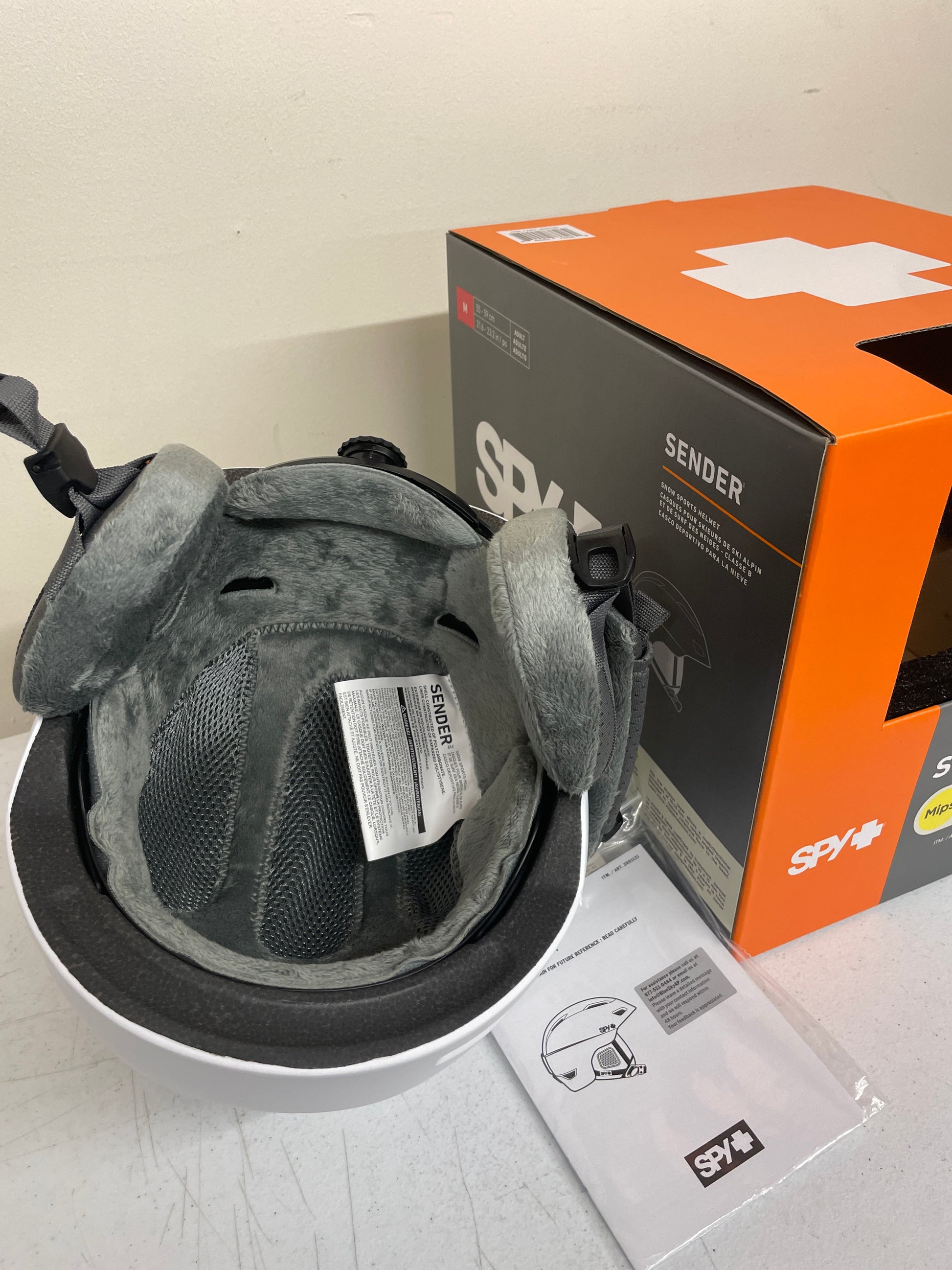 NEW - Spy Sender Snow Helmet with MIPS Safety System, White, Medium - Retail $74