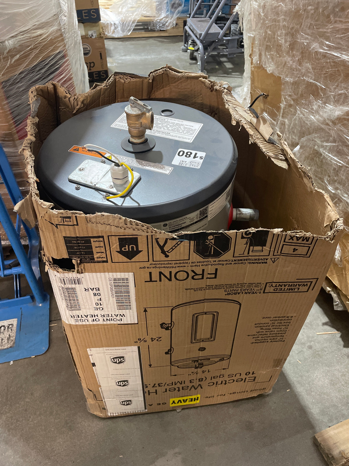 GE Appliances 10 Gallon Versatile Plug and Play Electric Water Heater with Adjustable Thermostat, Easily Installs Where You Want It, 120 Volt