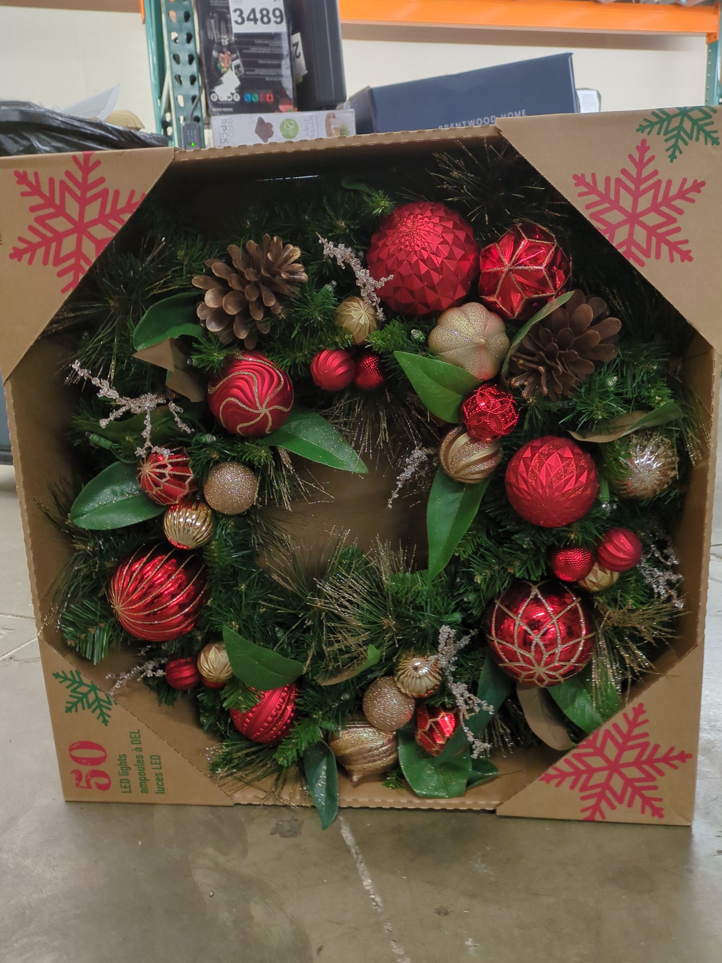 Costco - 30" Pre-Lit Decorated Wreath - Retail $49