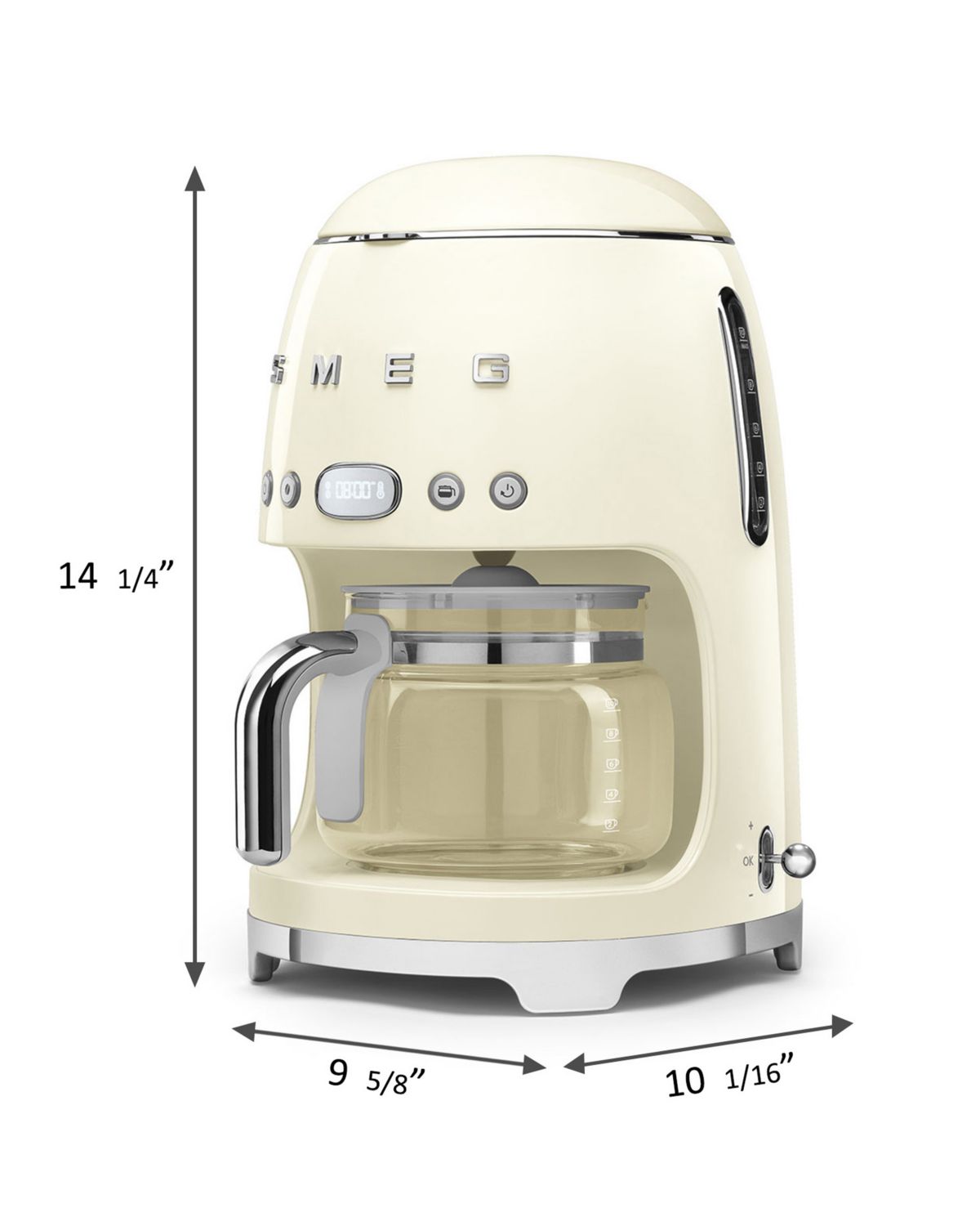 SMEG 50's Style Drip Coffee Machine, 10-cup - Cream
