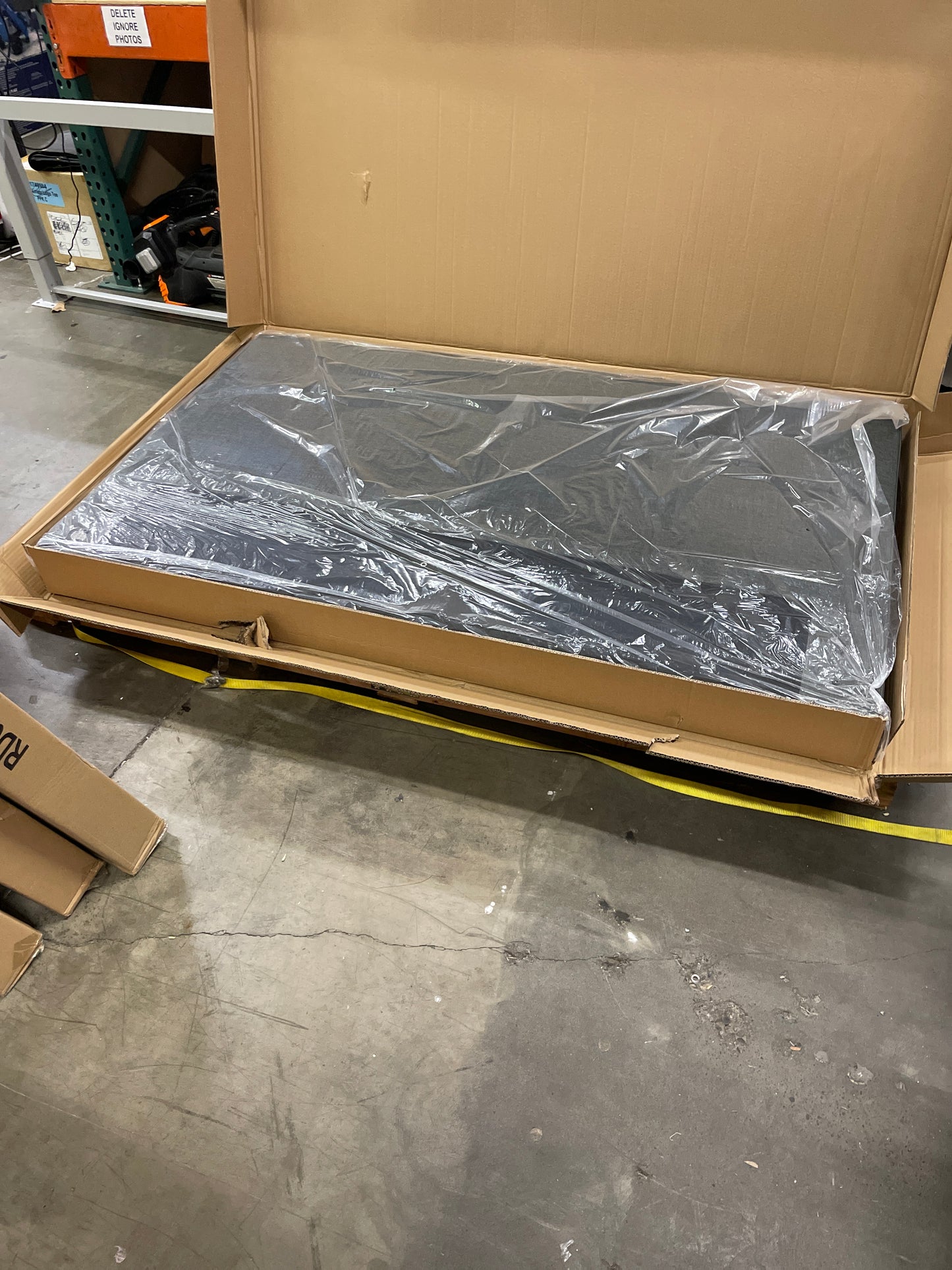 Zinus Judy Upholstered Platform Bed Frame / Mattress Foundation / Wood Slat Support / No Box Spring Needed / Easy Assembly, Queen,Grey - Retail $269