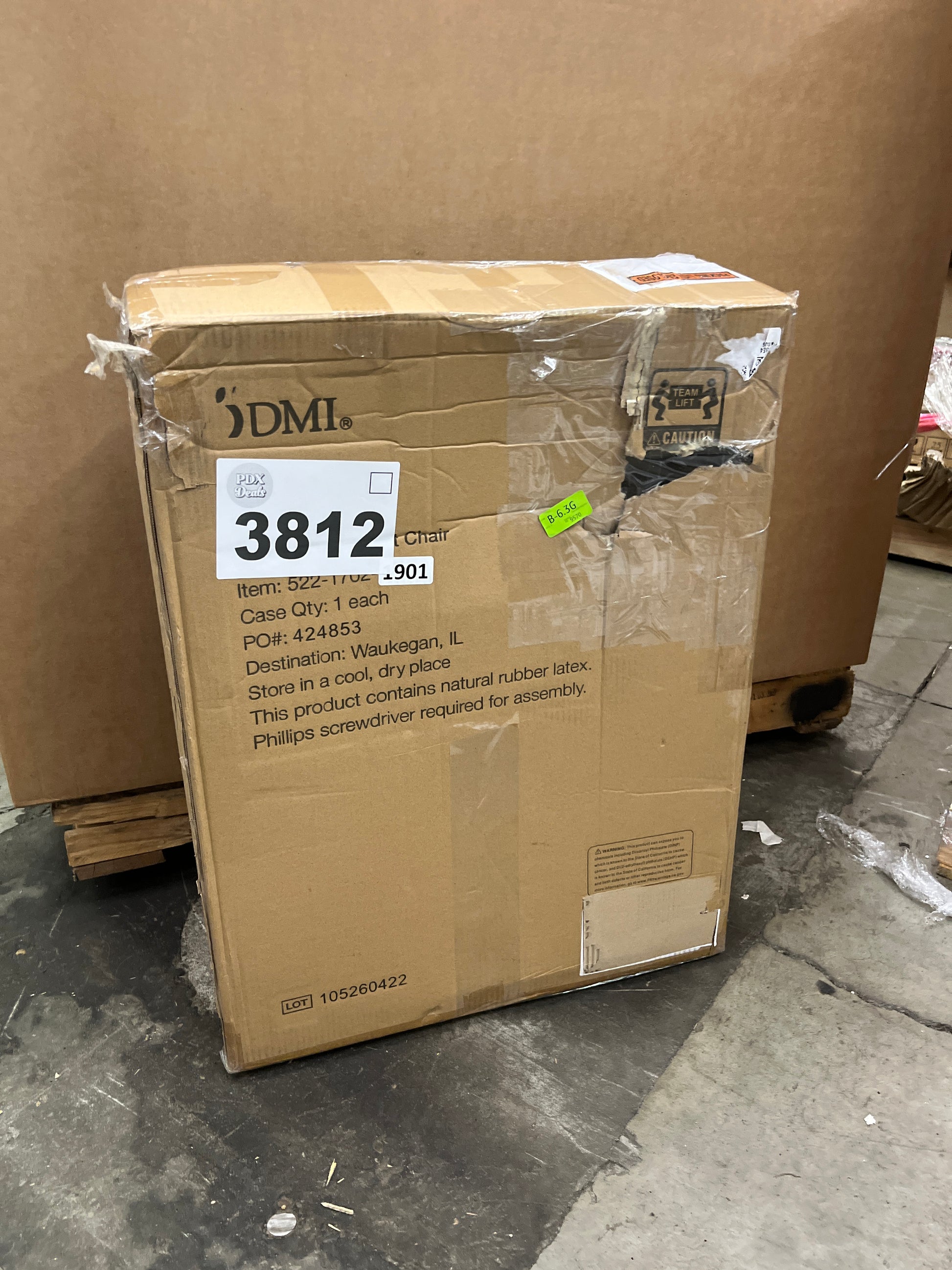 DMI 3-1 Rolling Shower Chair, Rolling Bathroom Wheelchair for Handicapped, Elderly, Injured or Disabled, & Commode, Rolling Shower Chair, 24" x 22" x 34", 250 lb Weight Capacity, White - Retail $147