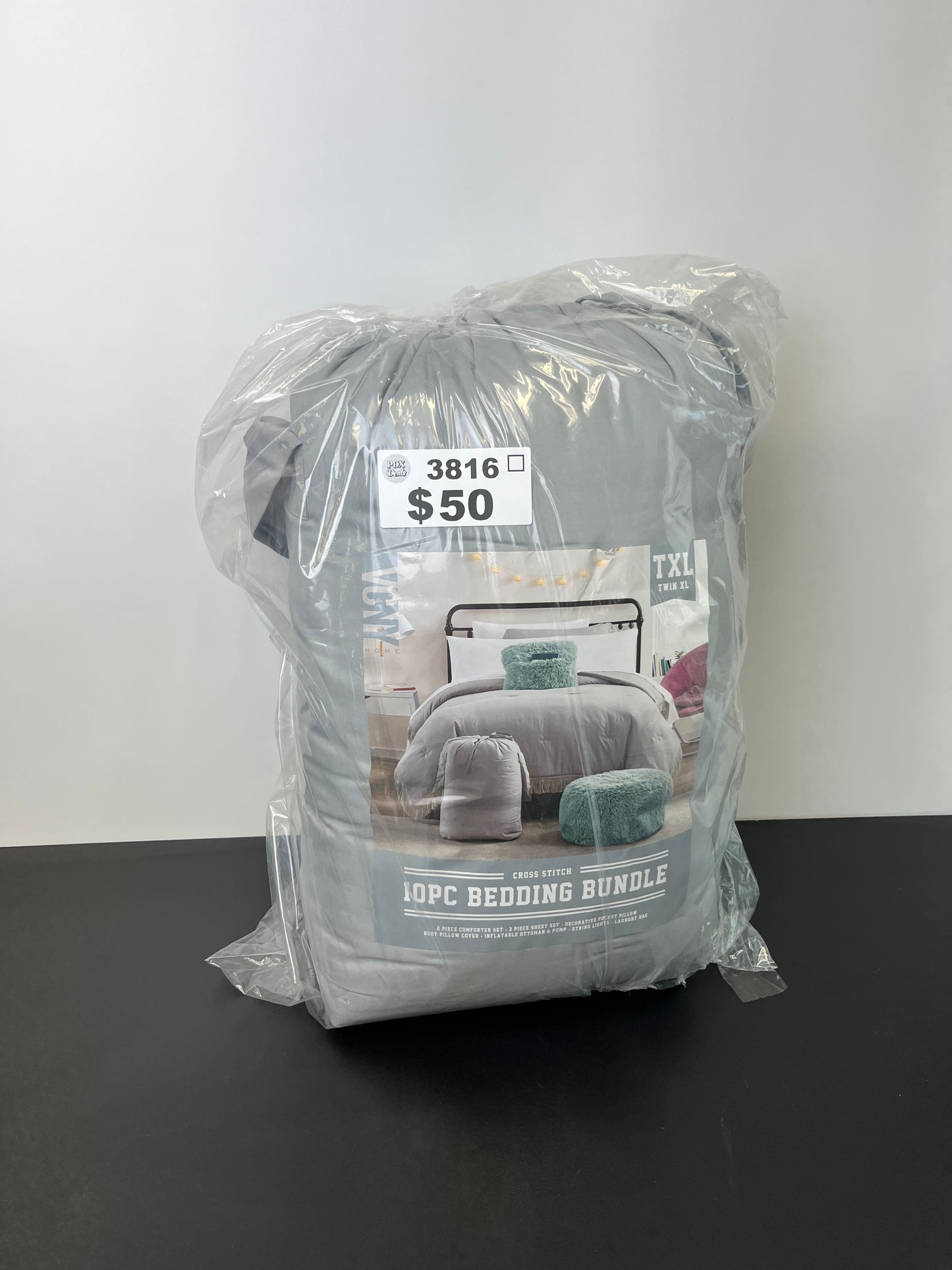 VCNY Home - Twin Bed in a Bag, 10-Piece Bedding Set with Matching Sheets & Decorative Pillow, Cozy Room Decor (Grey, Twin/Twin XL) - Retail $109