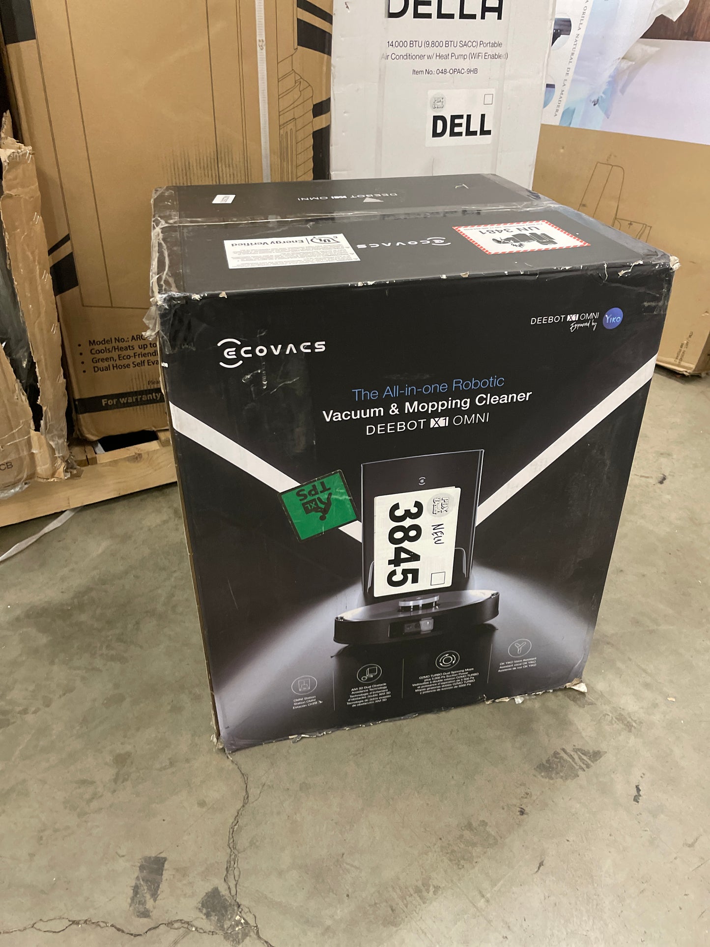 ECOVACS DEEBOT X1 Omni Robot Vacuum and Mop Combo with Self-Emptying, Auto-Wash, Auto-Refill and Auto-Hot Air Drying, 5000Pa Suction, AIVI 3D Obstacle Avoidance, Built-in YIKO Voice Assistant, Black - Retail $1115