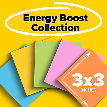 Post-it® Super Sticky Notes, 3 x 3 in, 24 Sticky Note Pads, 90 Sheets/Pad, 2x the Sticking Power, Back to School Supplies, Energy Boost