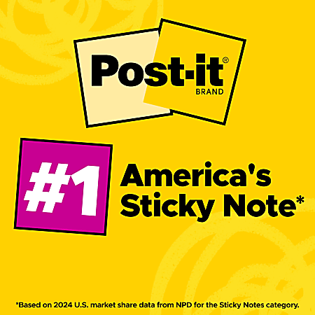 Post-it® Super Sticky Notes, 3 x 3 in, 24 Sticky Note Pads, 90 Sheets/Pad, 2x the Sticking Power, Back to School Supplies, Energy Boost