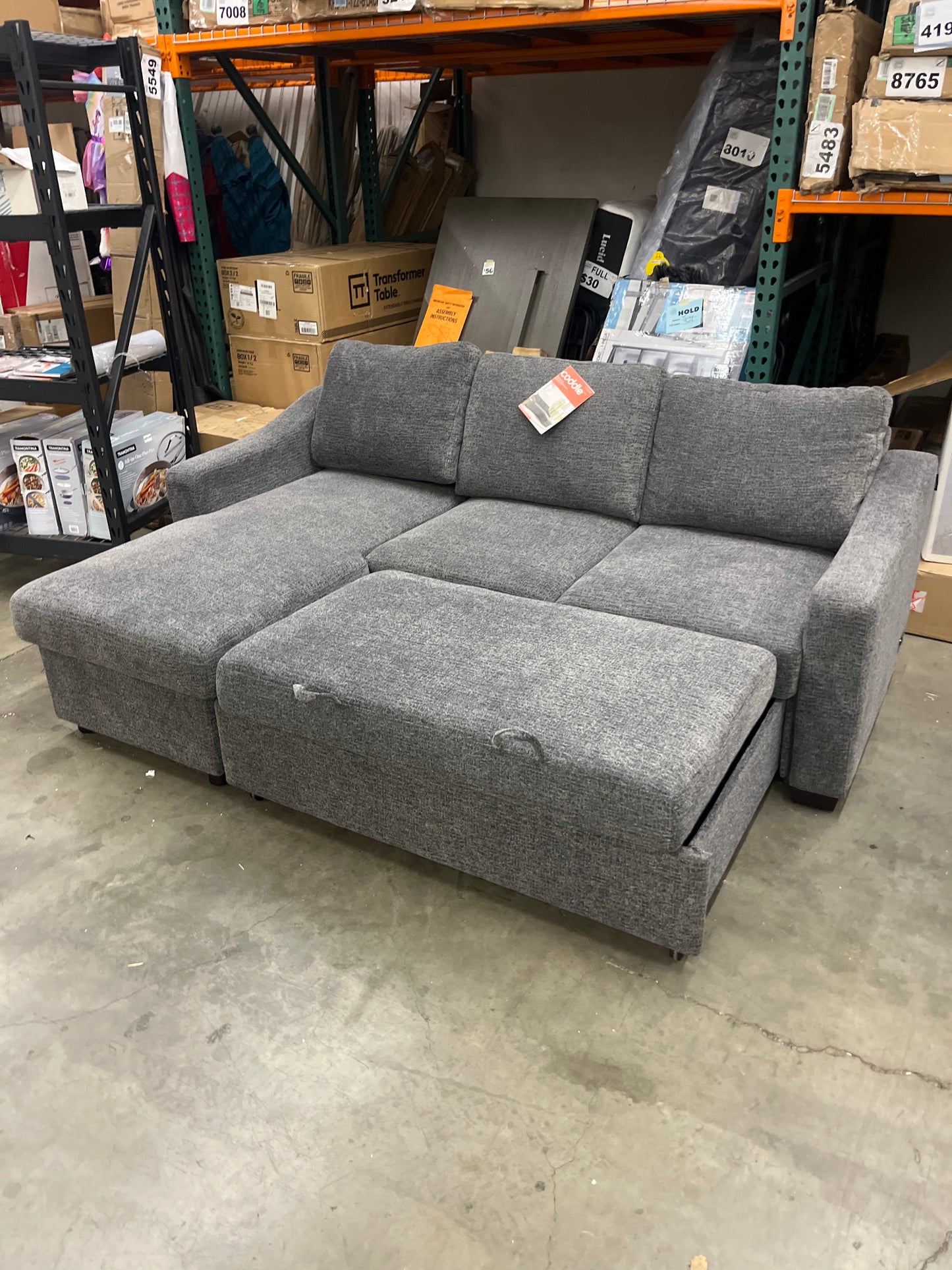 NEW w/ tiny dmg - Coddle Aria Fabric Sleeper Sofa with Reversible Chaise - Retail $1250