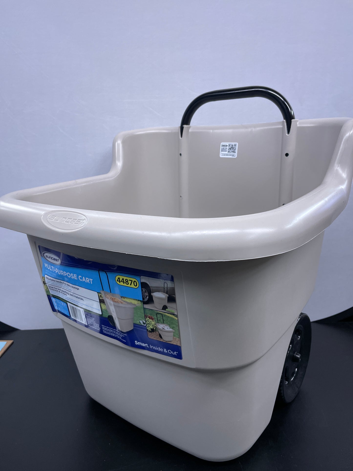 Suncast Resin 15.5 Gallon Multi-Purpose Cart with Wheels, Brown,Taupe - Retail $34