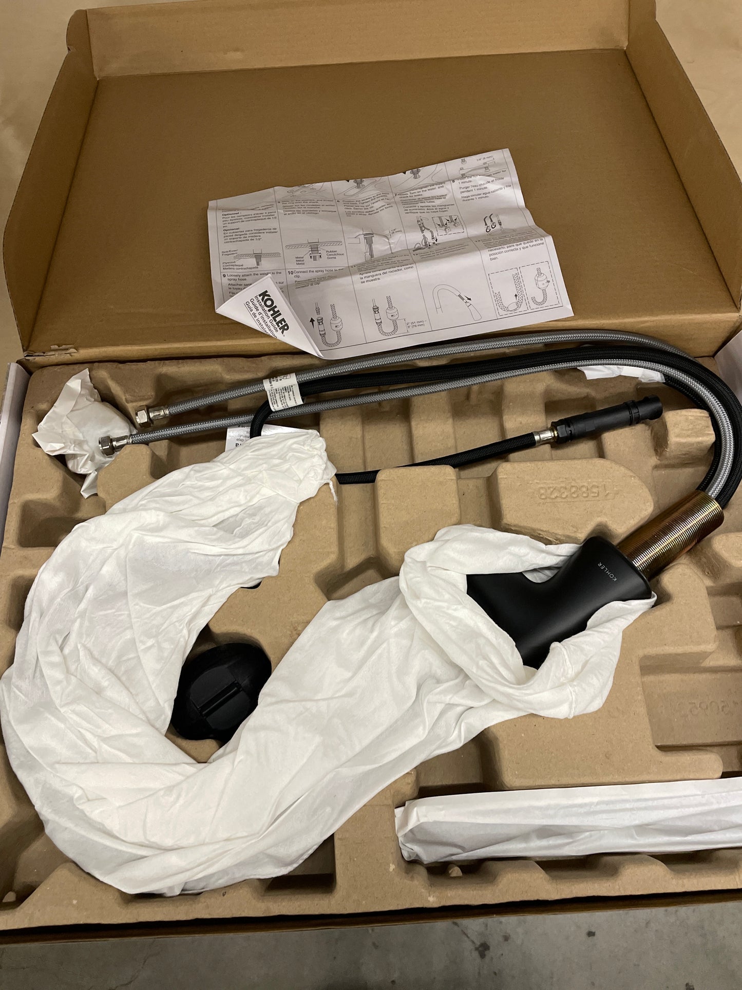 NEW - Kohler Guild Matte Black Pull-down Kitchen Sink Faucet with Three-function Sprayhead