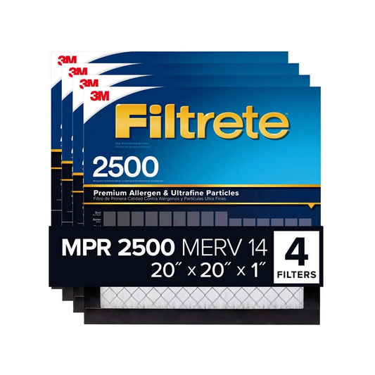 3M 20x20x1 2500 Series Filtrete 1" Filter, 4-pack