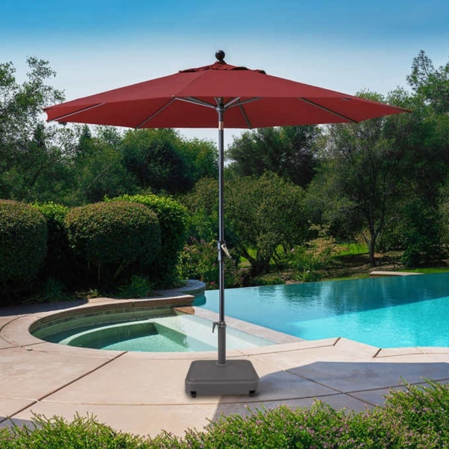 NEW - ProShade Red 10 ft Round Auto Tilt Aluminum Market Umbrella