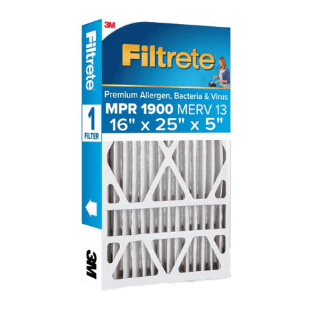 Filtrete Air Filter 16x25x5, MPR 1900 MERV 13, Premium Allergen, Bacteria and Virus Filter, Electrostatic Air Cleaning Deep Pleat Filter