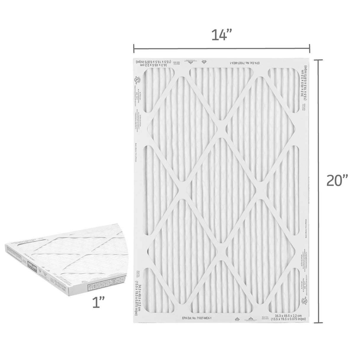 Kirkland Signature 14x20x1 2200 High Performance Furnace Filters, 4-pack