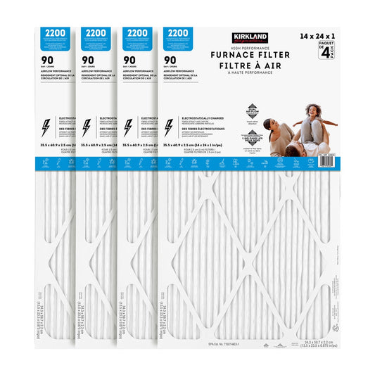 Kirkland Signature 14x24x1 2200 High Performance Furnace Filters, 4-pack