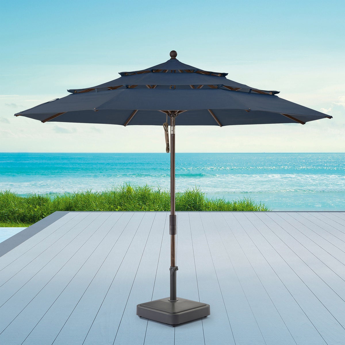 NEW - Proshade 11ft Wood-Look Collar Tilt Aluminum Umbrella - Retail $220
