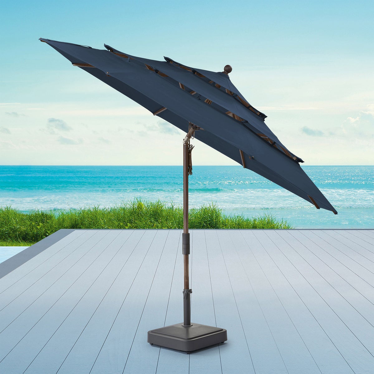 NEW - Proshade 11ft Wood-Look Collar Tilt Aluminum Umbrella - Retail $220