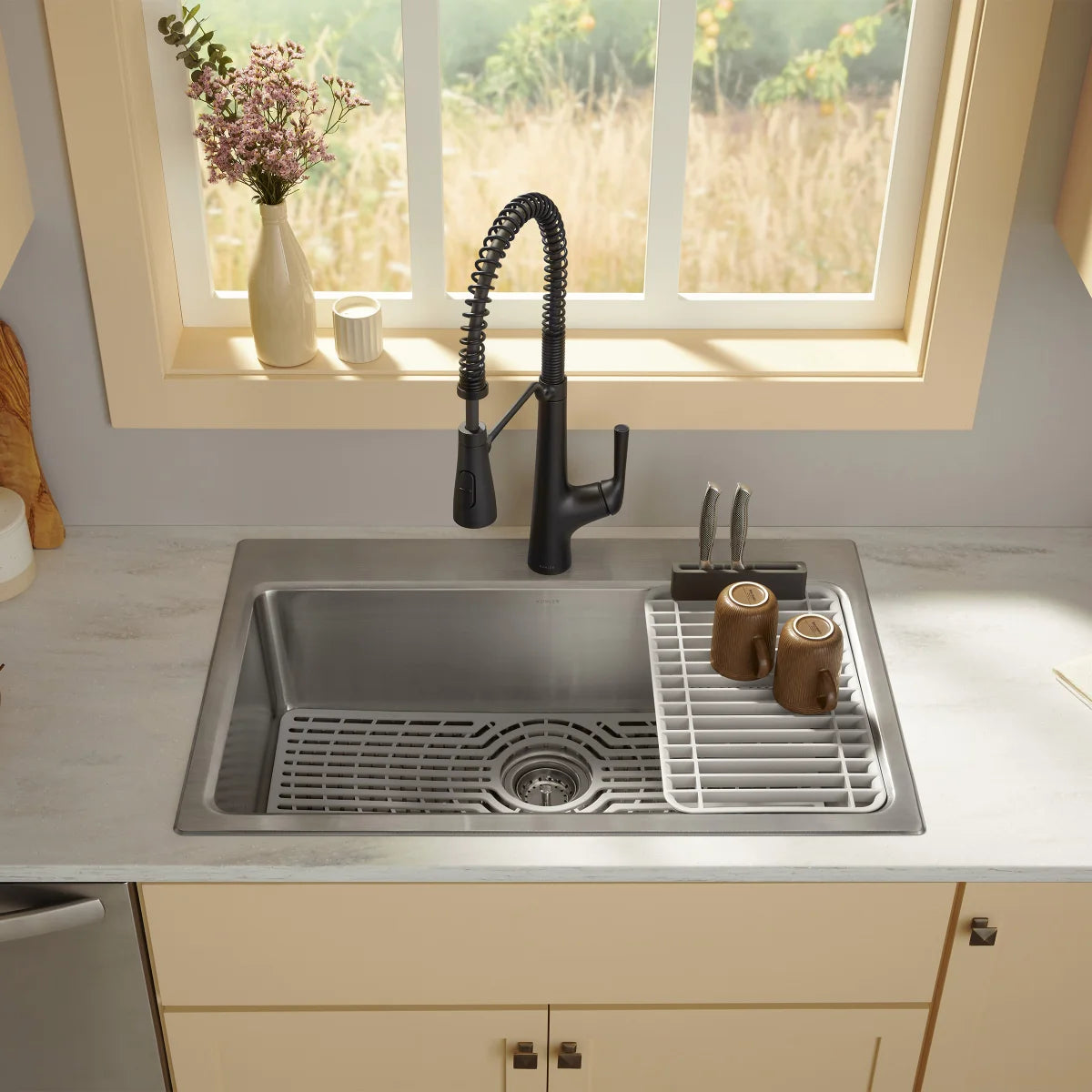 NEW - Kohler Pro-Function Kitchen Sink Kit - With Matte Black Faucet - Retail $399
