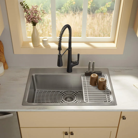 NEW - Kohler Pro-Function Kitchen Sink Kit - With Matte Black Faucet - Retail $399